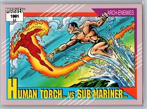 1991 Marvel Arch-Enemies Impel Trading Cards #97 Human Torch vs Sub-Mariner NM+ - Foto 1 di 2