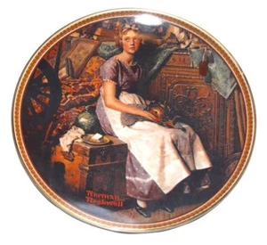 Placa de coleccionista Norman Rockwell Dreaming in Attic Certificado de autenticidad Edwin Knowles Primera edición - Imagen 1 de 3
