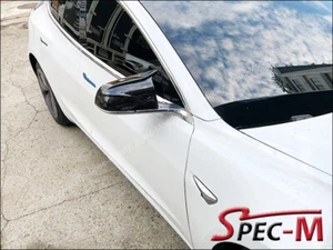 Carbon Fiber Mirror Cover Caps Replacement For 2017+ Model 3 Tesla CF - Picture 1 of 5