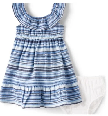 Vestido Gymboree Sandy Shores Azul Rayas y Cubierta de Pañales Niña Talla 9-12 Meses Nuevo con Etiquetas Foto 1 de 4