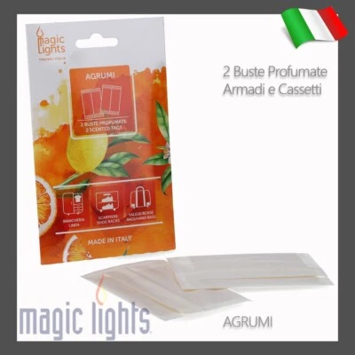  2 BUSTE PROFUMATE PER ARMADI CASSETTI PICCOLI SPAZI PROFUMO AGRUMI - Immagine 1 di 3