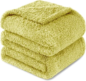 Fuzzy Fleece Throw Blanket for Couch Sofa, Lightweight Fluffy Solid Velvet Blank - Picture 1 of 12