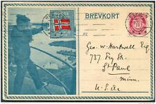 1916 Norway Bergen Patriotic postcard - USA