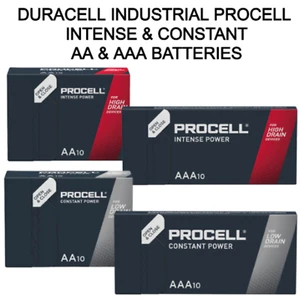 DURACELL PROCELL AA & AAA INDUSTRIAL INTENSE & CONSTANT ALKALINE BATTERIES - Picture 1 of 3