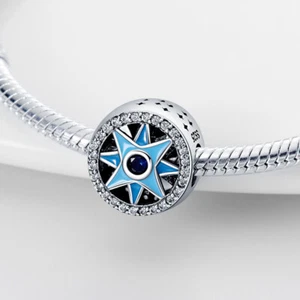 Evil Eye Hamsa Star Enamel Luck Blue Genuine Sterling Silver 925 Wife Mum - Picture 1 of 1
