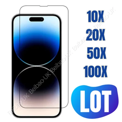 Venta al por mayor a granel para iPhone 14 13 12 11 XS X 8 lote de protector de pantalla de vidrio templado Foto 1 de 4