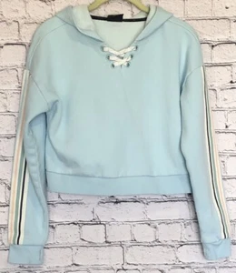 ZELOS Girl's Hoodie Cropped Sweatshirt Size XL Blue Thumb Holes EUC - Picture 1 of 7