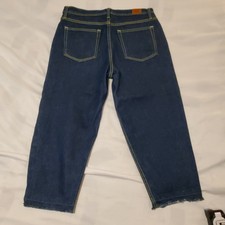 bdg straight cropped jeans 32 x 30 distressed cut capri DARK WASH 100% COTTON
