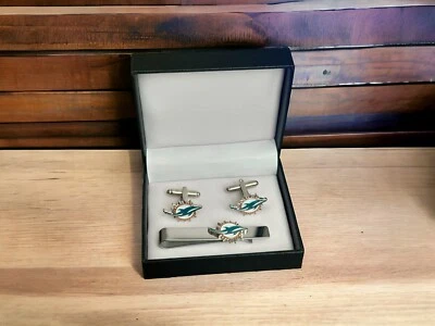 Gemelos, clip de corbata o juego completo de los Miami Dolphins Foto 1 de 4