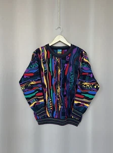 Emaroo 3D Knit Wool Sweater Mens Size S/M Coogi Style Vintage Multicolor Jumper - Picture 1 of 11