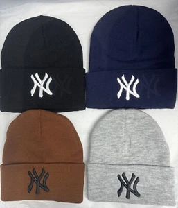 Beanie Basic Style Fold up Letter NY Embroidery - Foto 1 di 4