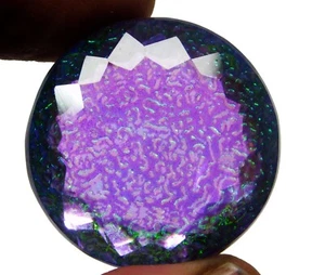 73.70 Ct Natural Monarch Fire Opal Doublet Round Cut Loose Gemstone Certified - Picture 1 of 9