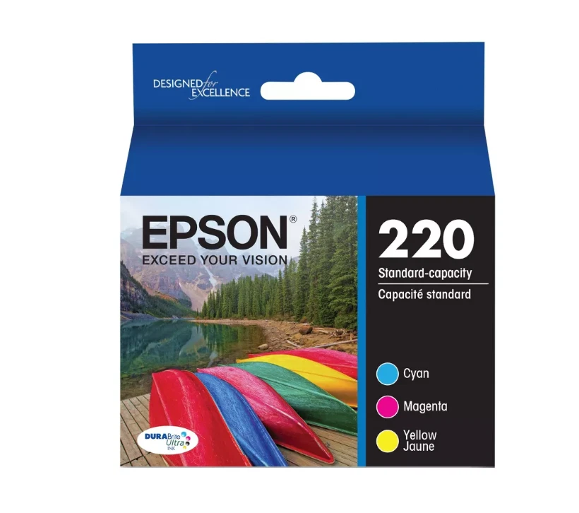 Combo cartuchos de tinta Epson 220 3pk - cian, magenta, amarillo elige fecha de caducidad - ABIERTO Foto 1 de 1