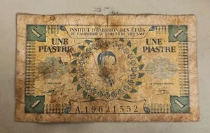 French Indochina 1 Piastre Note - Picture 1 of 2