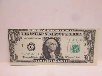 1969D US $1 FEDERAL RESERVE NOTE-PRINT ERROR ON OBVERSE - Image 1 of 3