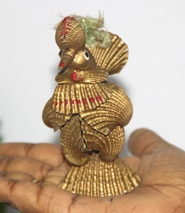 Antike Henne Figur aus einzelnen Muscheln Indianer Handarbeit 4,72" GOLDENES Dekor - Bild 1 von 12