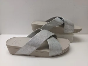 Fitflop Lulu Correa Cruzada Deslizables • Sandalias de Cuero Estampado Serpiente Plateadas • UK8 EU38 - Imagen 1 de 10