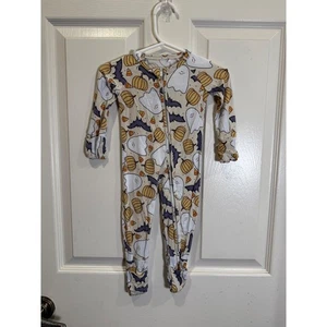 Bums & Roses Halloween Ghosts Bats Pumpkins Footed Pajamas Size 3-6 Months - Picture 1 of 4