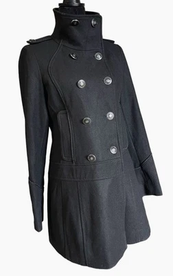 Guess Women's Elegant Black Wool Pea Coat Size Medium - Image 1 of 4