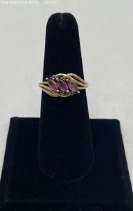 14k Yellow Gold Fine Jewelry Pink Ruby Gemstone Band Ring Size 7 - Picture 1 of 8