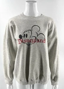 Disneyland Sweatshirt Womens Sz XL Gray Embroidered Mickey Mouse VTG 90s Disney - Picture 1 of 6