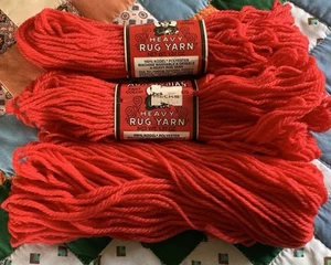 3 Skeins Aunt Lydia’s Heavy Rug Yarn red Vintage New Old Stock - Picture 1 of 3