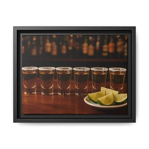 Arte en lienzo enmarcado - Disparos y limas, decoración de bar, regalo para camareros, hogar - Imagen 1 de 17