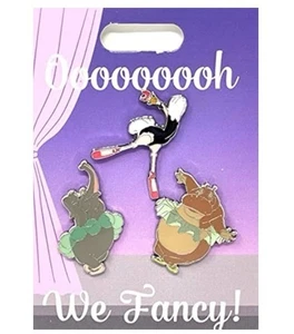 Disney Parks 3 Pin Set "Oooooh We Fancy" Fantasia Dancers Nilpferd Elefant Strauß - Bild 1 von 5