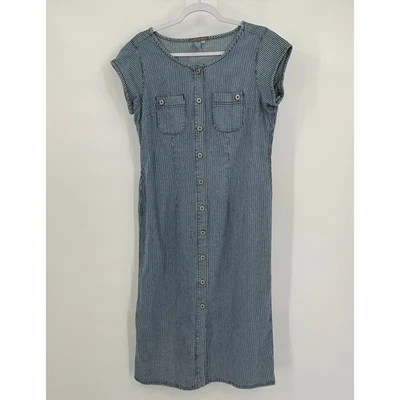 Платье женское Anthropologie Isabella Bird размер 12P морское прибрежное полоса гикори - Изображение 1 из 4