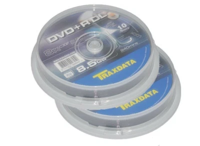 20 Traxdata Double Dual Layer DVD+R DL Blank Discs 8x 8.5GB Ritek S04 UK STOCK - Image 1 of 2