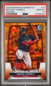 2023 Bowman Chrom Saphir Michael Harris II orange 35/75 PSA 10 Edelsteine neuwertig RC - Bild 1 von 3