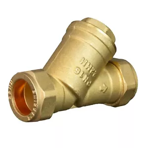 22mm Y Strainer Brass Compression Stainless Steel Mesh Filter Anti Leak Design. - Picture 1 of 8