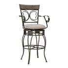 Powell Furniture Linon Bryson Big And Tall Metal Arm Barstool In Pewter Grey 