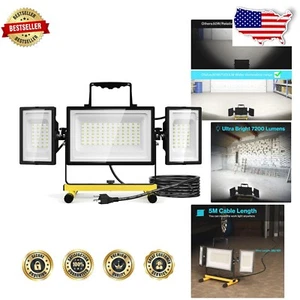 IP65 Waterproof LED Work Light with 3 Adjustable Heads - 6700 Lumen Brightness - Picture 1 of 11