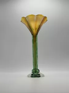 Steven Lundberg Glass Art | Iridescent Trumpet Vase | Signed 2005 Blown Glass - Picture 1 of 6