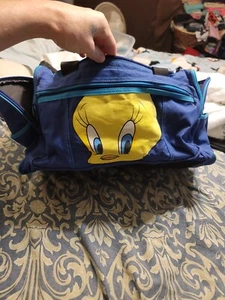 Looney Tunes Tweety Blue Duffle Gym Bag Vintage Large - Picture 1 of 12