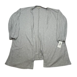 Style & Co Open Front Cardigan Top Womens 1X Plus Size Grey Fog Ribbed Knit - Picture 1 of 9