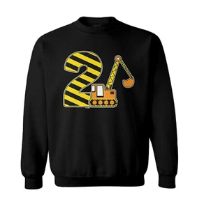 2nd Birthday - Digger Excavator Construction Vehicle Toddler Crewneck Sweater - Picture 1 of 8