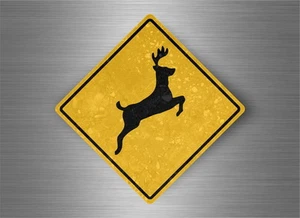 Autocollant sticker panneau route attention cerf daim elan - Picture 1 of 1