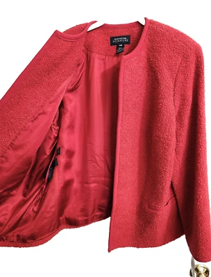 NUEVO CON ETIQUETAS Jones New York Signature 16 2XL Mujer Mezcla Lana Abrigo Rojo Frente Abierto Chaqueta Foto 1 de 4