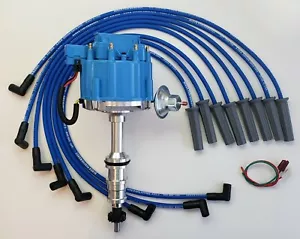 FORD FE 352 390 427 428 BLUE HEI DISTRIBUTOR + 8.5mm SPIRAL SPARK PLUG WIRES USA - Picture 1 of 3
