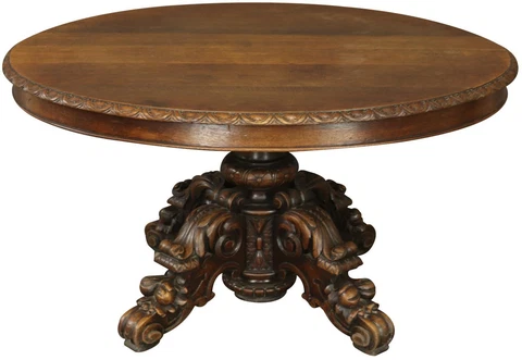 Antique Dining Table Hunting Renaissance Oak Cover