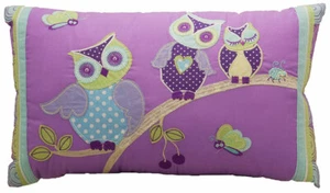 Hooty Owl Cushion Bird Pillow Flowers Birds Birdie Polka Dots Purple New - Picture 1 of 1