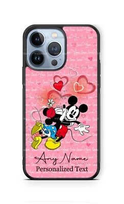 Classic Mickey Mouse Minnie kissing Personalized Phone Case fits iPhone Samsung - Image 1 of 4