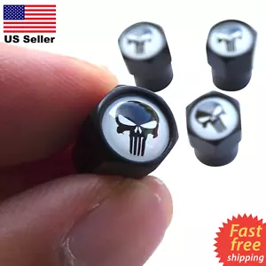 4x Wheel Tire Caps Air Valve Stem Cover For Car, Trucks, UTV, ATV Punisher Skull - Picture 1 of 5