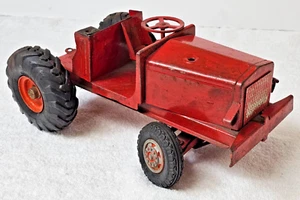 Vtg 1950s Doepke Euclid Tractor Toy – Pressed Steel – 13” – Red – Goodyear Tires - Picture 1 of 16
