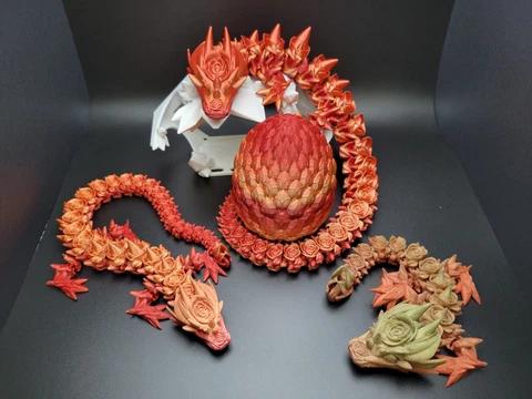 Rose Crystal Flexi Dragon - 3D printed articulating joint fidget toy! Cover