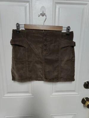 Minifalda Chemin De Fer Años 70 Pana Botón Mosca Marrón Talla 1 Clásica Retro Foto 1 de 4