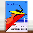 Vintage Travel Poster Art ~ CANVAS PRINT 36x24" ~ Cruise Ship Chargeurs Reunis