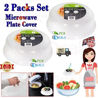 26cm Microwave Food Plate Cover Vented Splatter Protector Guard Kitchen Lid 2pcs - Image 1 of 4